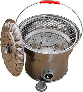 Fire Pit Kit, Stainless Steel Round Firewood Burning Fire Pit, Patio Fire Bowl with Lid, Barbecue Net, Backyard, Porch, Deck, Camping Home Outdoor Fireplace A
