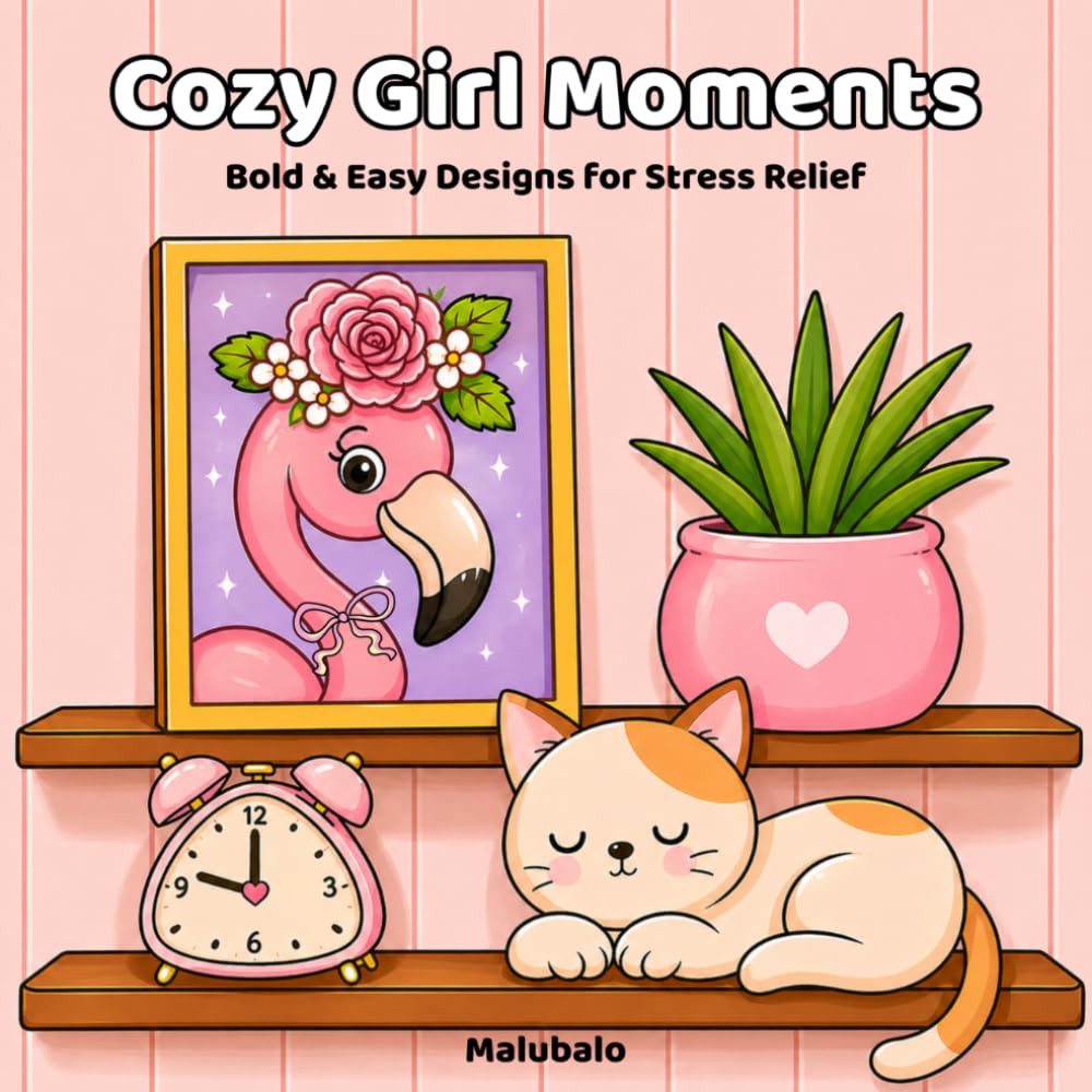 Cozy Girl Moments: Coloring Book for Adults with Bold and Easy Designs for Stress Relief and Relaxation