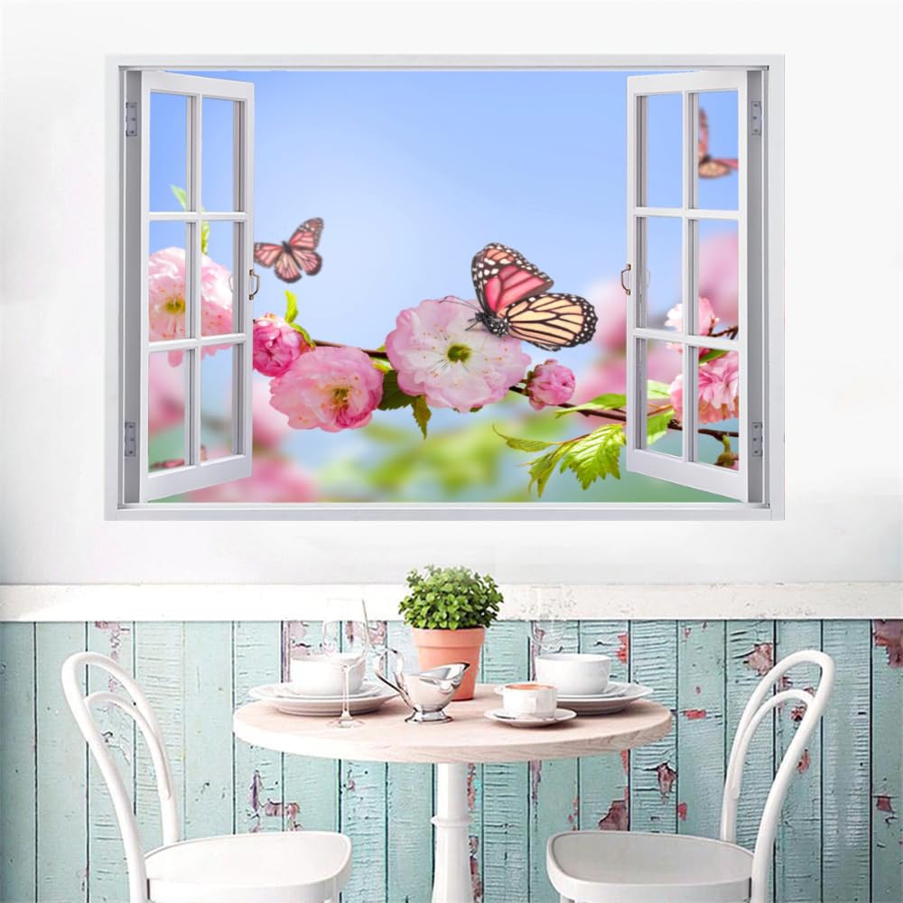 Calcomanía Rota 3D, Mariposa Adhesivo Extraíble De Vinilo Para Despegar Y Pegar, Tatuaje De Pared Niñas Niños Dormitorio Guardería Habitación Decoración Para El Hogar 110x70cm