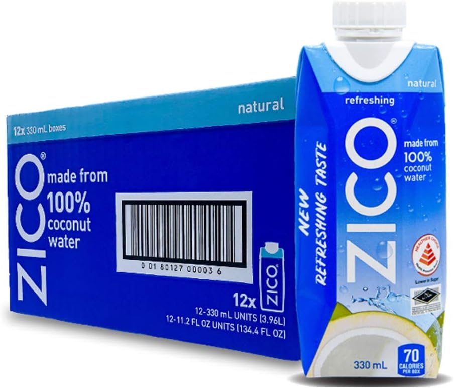 ZICO Premium Coconut Water, Natural, 11.2 fl oz (Pack of 12)