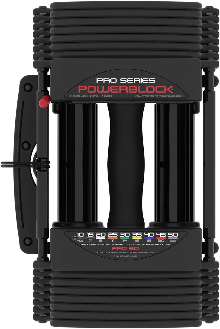 PowerBlock Pro 50 Adjustable Dumbbells, Sold in Pairs, Stage 1, 5-50 lb. Dumbbells, Durable Steel Build, Innovative Workout Equipment, All-in-One Dumbbells, Expandable with Expansion Kits : Sports & Outdoors