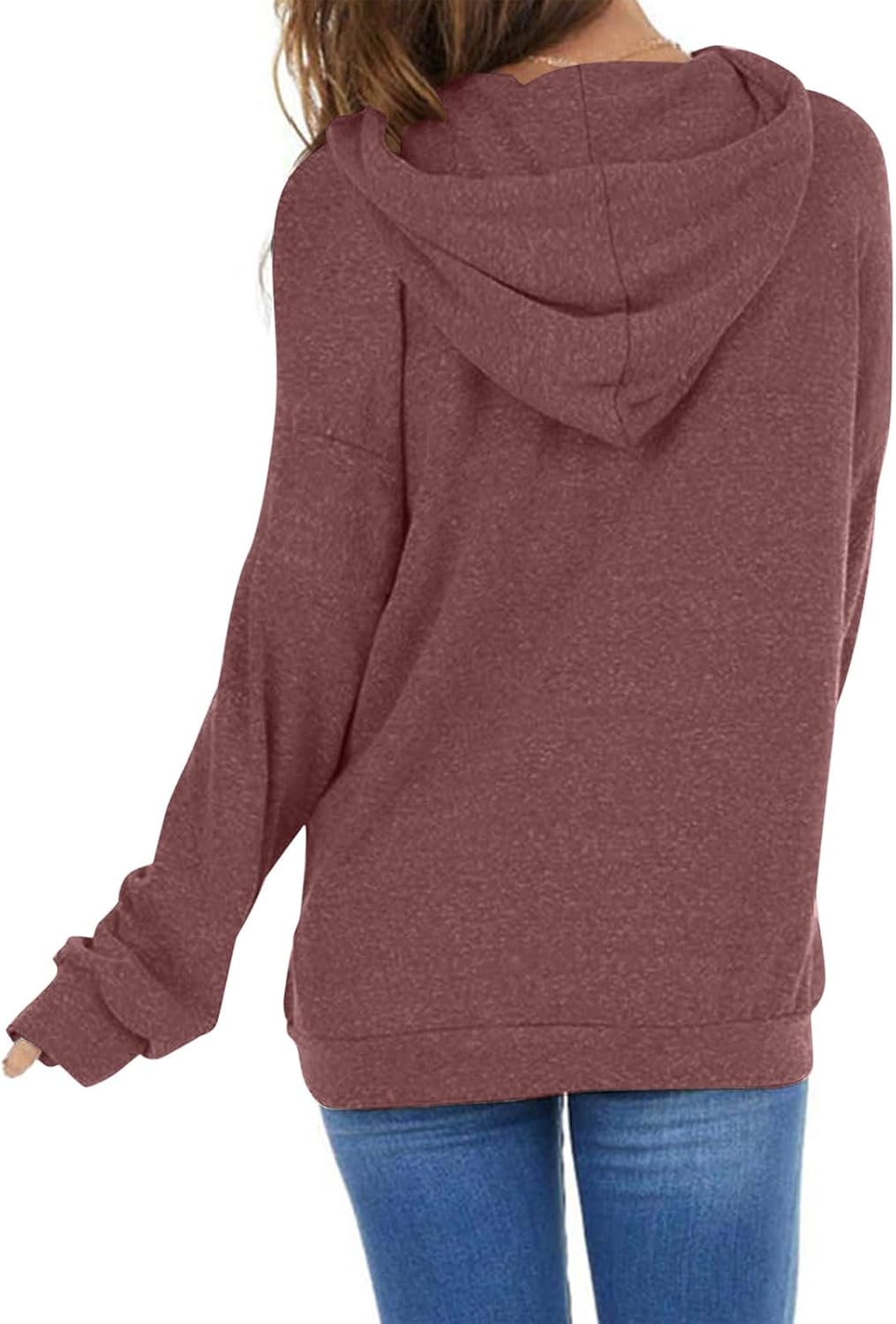 PGANDS Women's Long Sleeve Drawstring Hoodies Sweatshirt Casual Loose Lightweight Pullover Tops with Pocket - Image 4