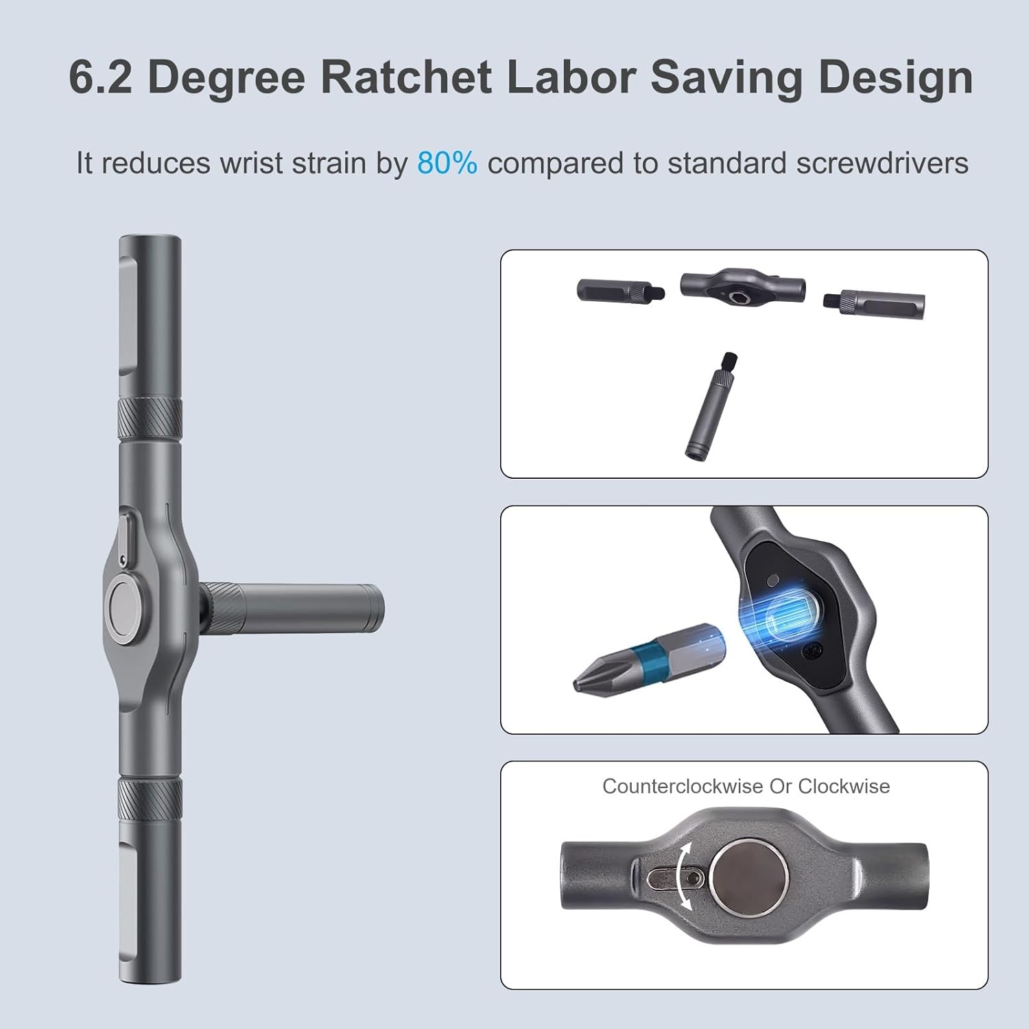24 in 1 Magnetic Ratchet Small Screwdriver Set, DIY Multi S2 Steel Bits Ratcheting Screwdriver Bits, Removable Self-Assembly Portable Repair Tool Impact Screwdriver, Gifts for Tech Lovers