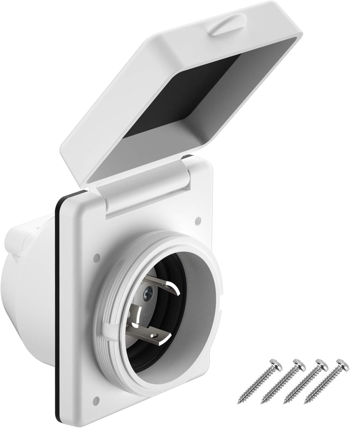 Kohree 30 Amp RV Plug Twist Lock Inlet, NEMA L5-30P Shore Power Inlet Plug with 3 Stainless Steel Pins and Screws, 125V RV Power Receptacle for Marine Boat Trailer Camper Shed, ETL Listed