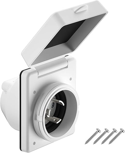 Kohree Enchufe de Entrada RV de 30 Amperios con Bloqueo Giratorio, Enchufe de Entrada de Alimentación Externa NEMA L5-30P con 3 Pines y Tornillos de