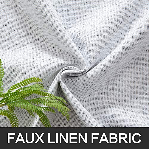 Image of MIULEE Linen Texture Curtains for Bedroom Solid 100% Blackout Thermal Insulated Grayish White Curtains Grommet Room Darkening Curtains /Drapes for Living Room 52x63 Inch (2 Panels)