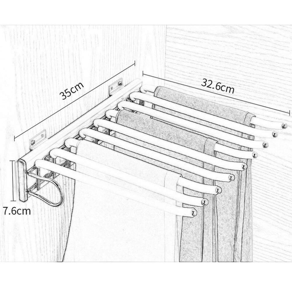 Porte-pantalons Roulant En Bois Massif - Avec Roulettes Et Crochets Amovibles - Organisateur De Placard Ou Dressing - 50 Ou 70 Cm - 7