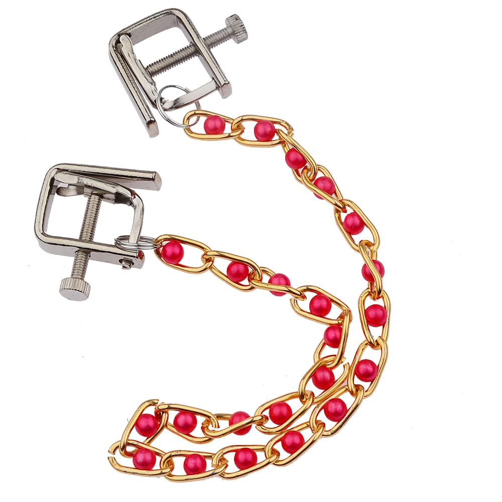 Sexy milk clip chaine acier inoxydable lait sans trou wearing ajustable milk clip sex toy (rouge)