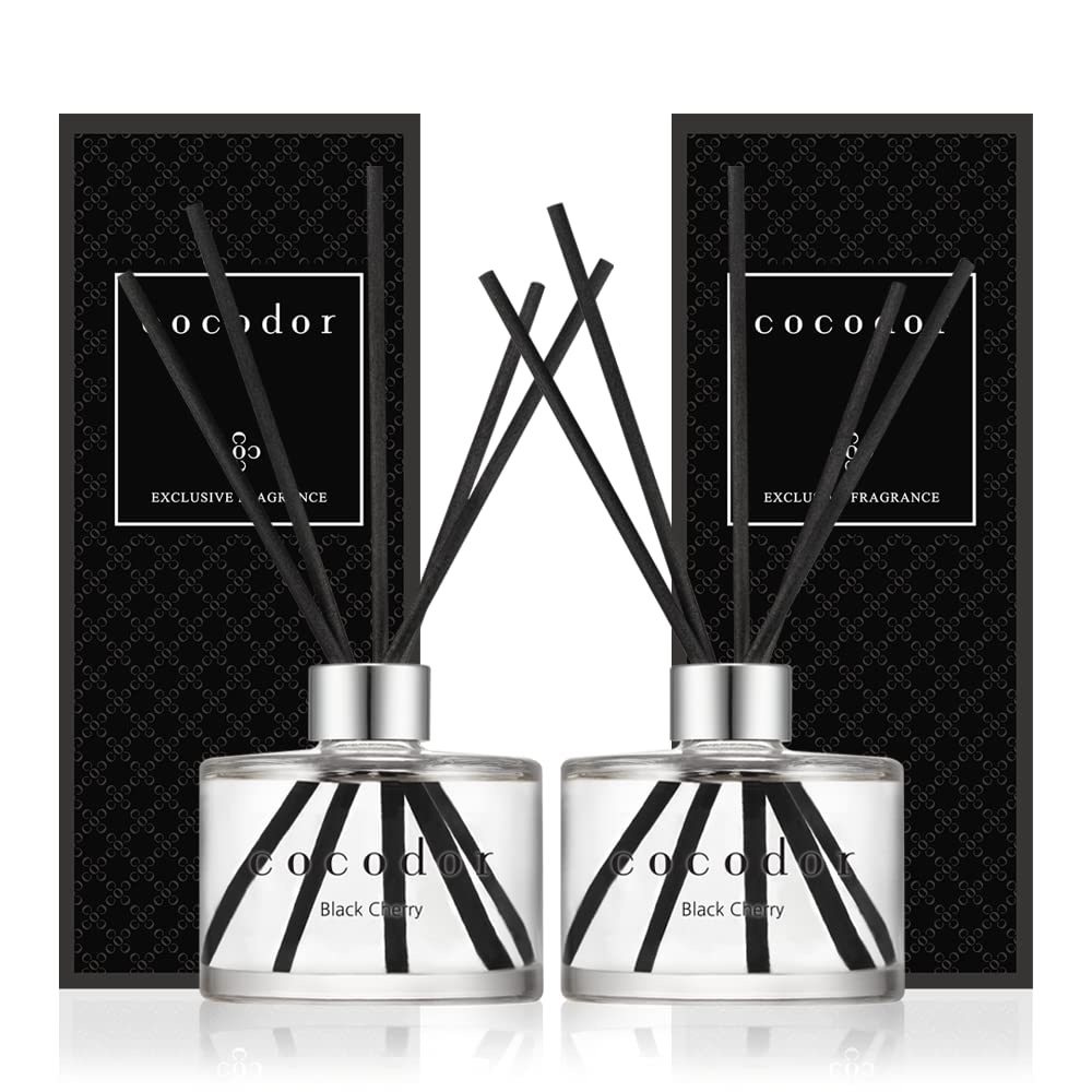 Cocod'or [COCODOR/Black Cherry Signature Reed diffusers Oil with a Set of 5 Fiber Sticks, 200ml*2Packs, Best for Home, Kitchen, Bathroom. A Wide Variety of scents for Aromatherapy, Good for Gifts.