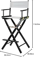 Vista 346 de Casual Home - Silla de director de 30 in, marco blanco, con lona color blanco, altura de barra