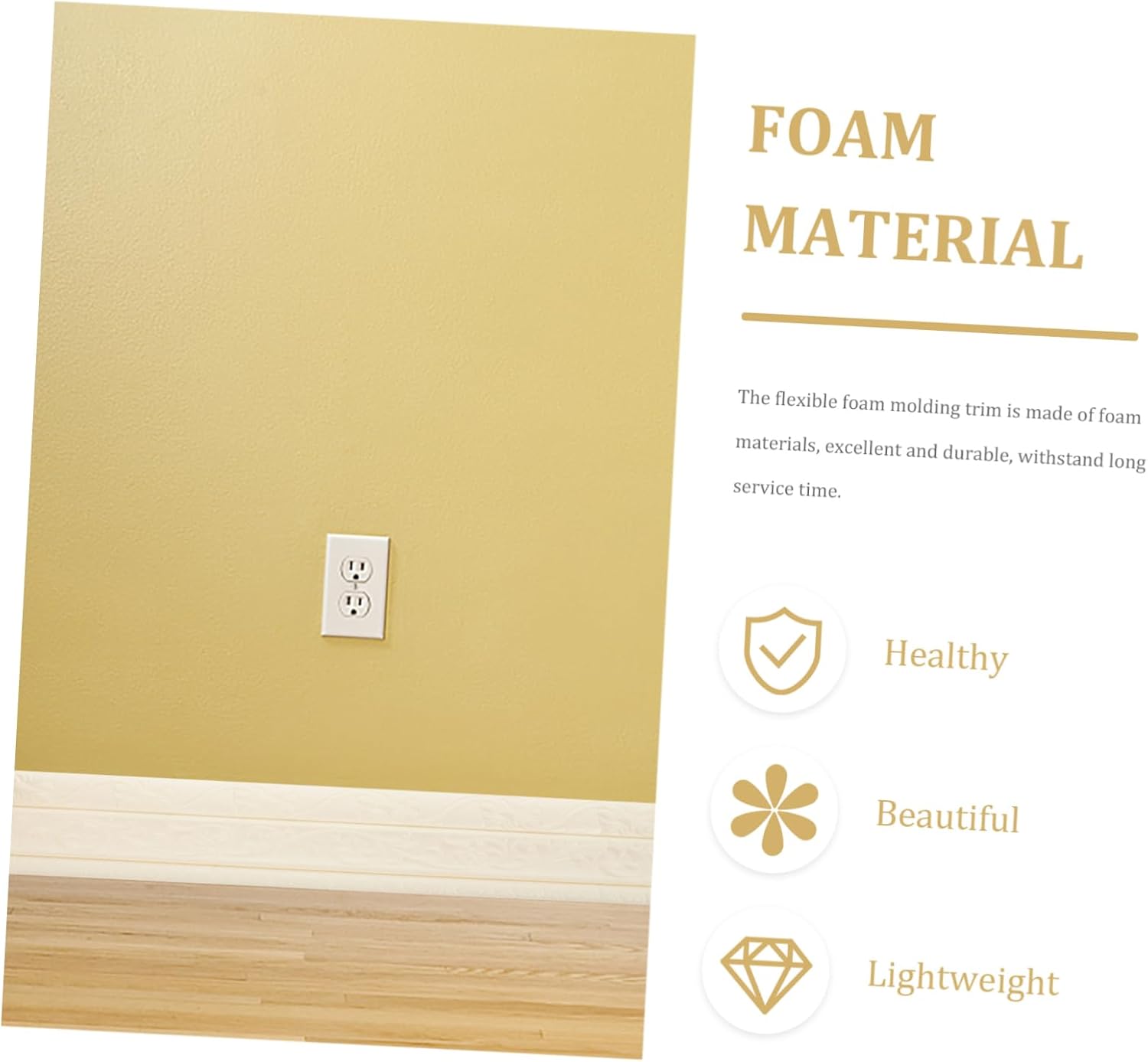 Veemoon 10pcs Self-Adhesive Foam Wall Corner Trim Flexible Peel and Stick Molding for Home Decor Wall Protector for Smooth Easy to Install and Cut