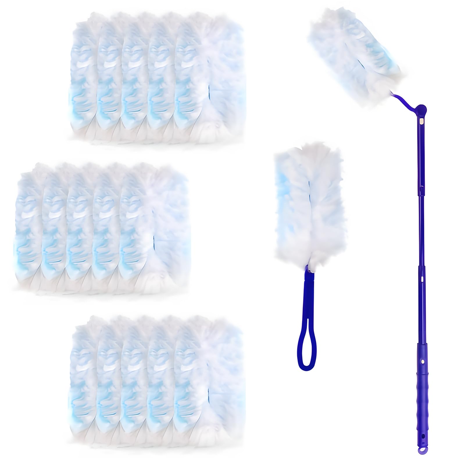 51Pack for Swiffer Flash Dust Magnet Refill Kit, for Flash Duster Dust Magnet Refills Disposable Duster Heads, With Adjustable Handle, for Blinds, Car Dashboard, Keyboard