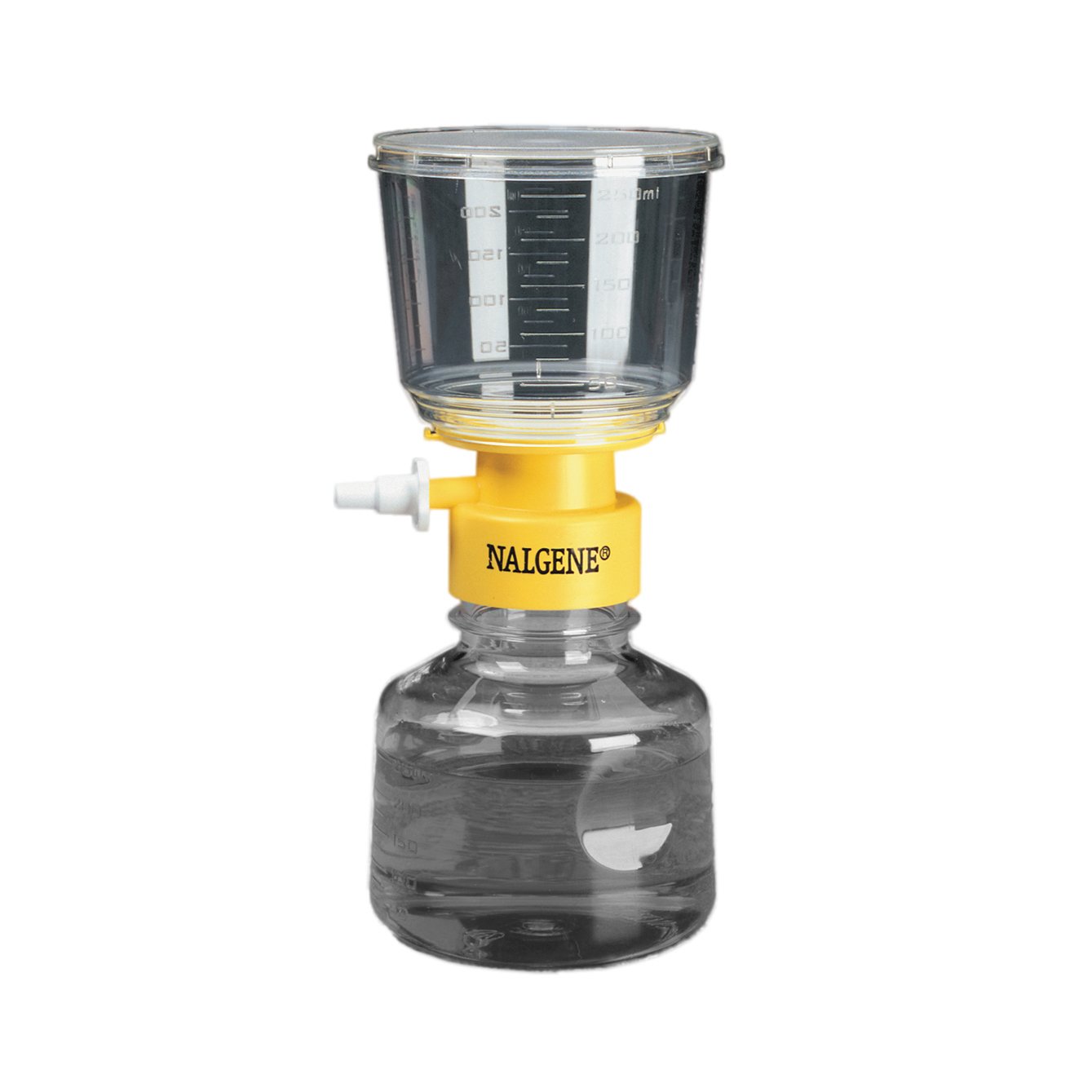 Nalgene MF75 Series Polystyrene Lab Filter Unit, Yellow Collar, 0.45 Micron, 50mm Membrane Diameter, 250mL Capacity (Pack of 12)