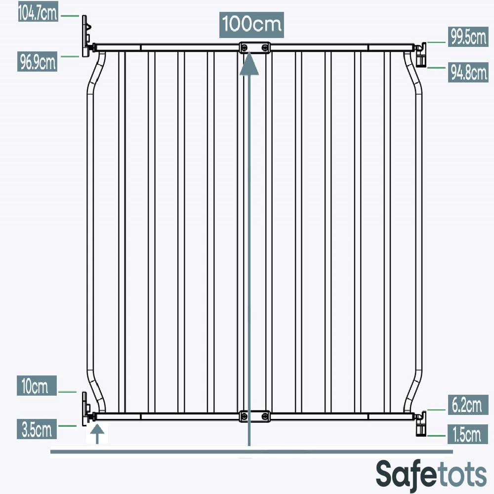 Safetots Cancelletto per Bambini Eco Extra Alto con Fissaggio a Vite, Nero, 70cm - 80cm, Cancelletto di Sicurezza per Bambini, Barriera di Sicurezza con Fissaggio a Vite