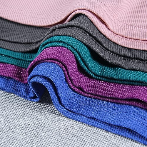 Roselux Womens Long Sleeve Scoop Neck Ribbed Knit Fitted Casual Tops Tee Slim Basic Shirts - Image 7