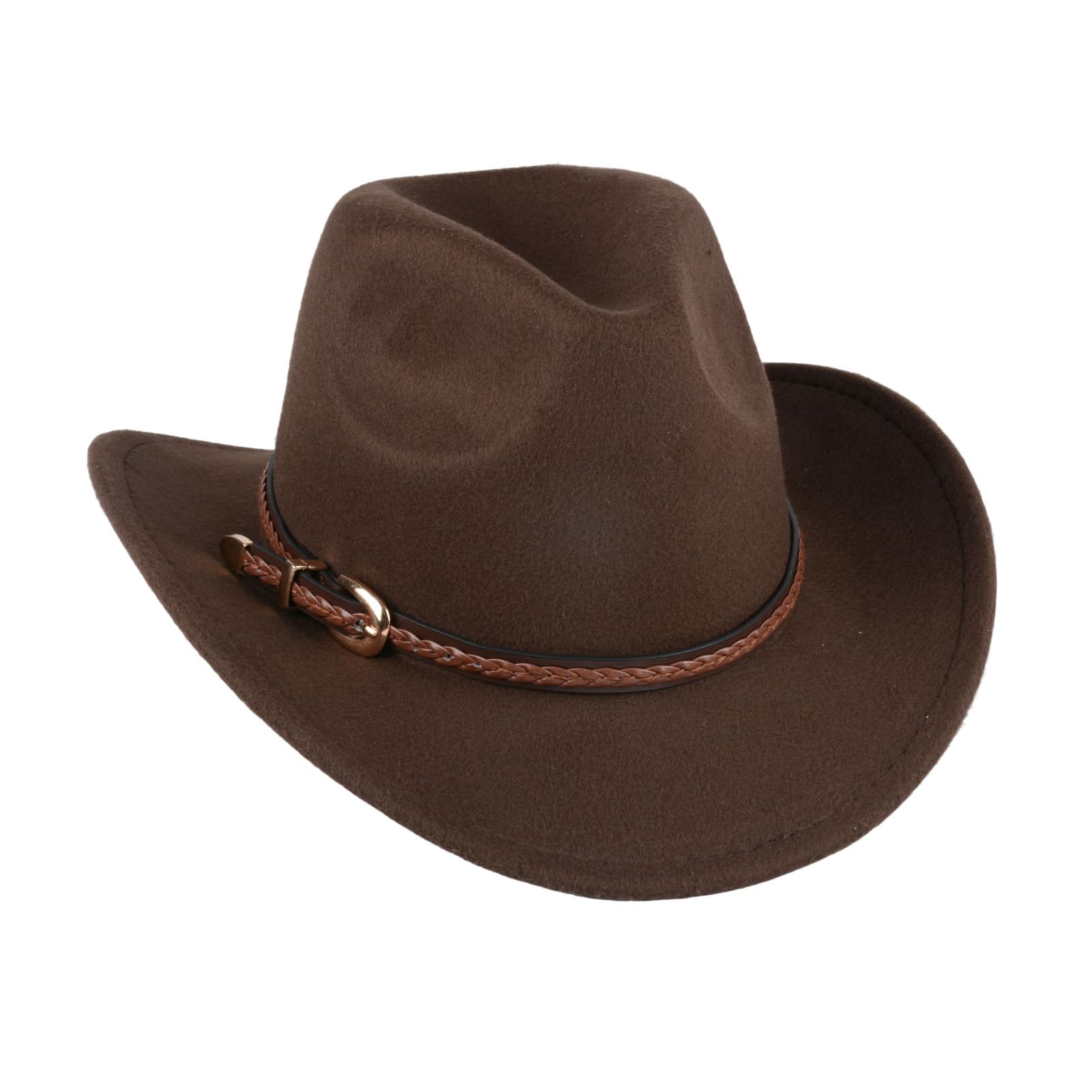 Chapeau western vintage à large bord en feutre avec une élégante lanière en cuir, adapté aussi bien aux hommes qu'aux femmes. Idéal pour les activités de plein air et les soirées à thème western.