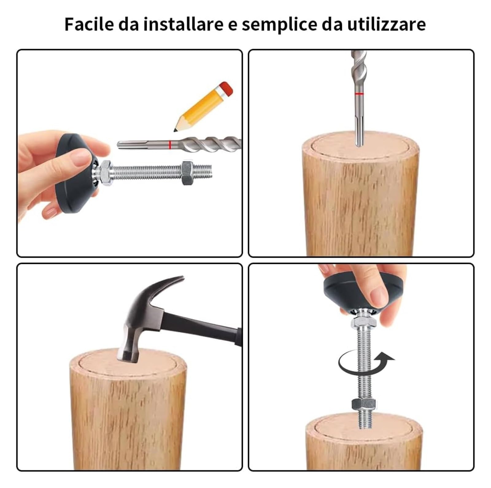 Pie nivelador de tornillos for muebles, 4 piezas M8, niveladores roscados ajustables, niveladores de muebles giratorios antideslizantes, pies niveladores de maquinaria de alta resistencia for banco de