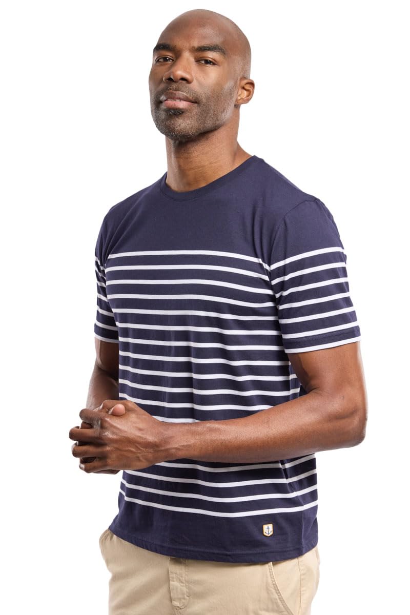 Armor Lux Men's Marinière etel Héritage Homme T-Shirt Not Applicable, Multicolour (600 Navire/Blanc 600), Large