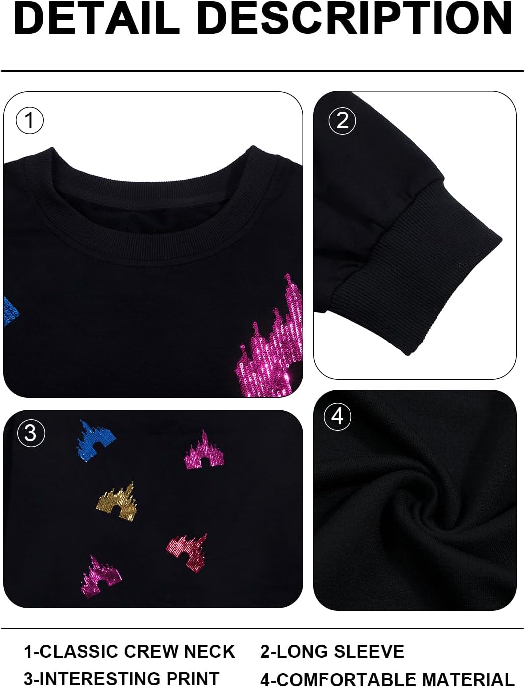 UNIQUEONE Oversized Sequins Bow Sweatshirt - Women Magic Kingdom Sweater Pastel Graphic Coquette Tee Holiday Pullover - Image 5