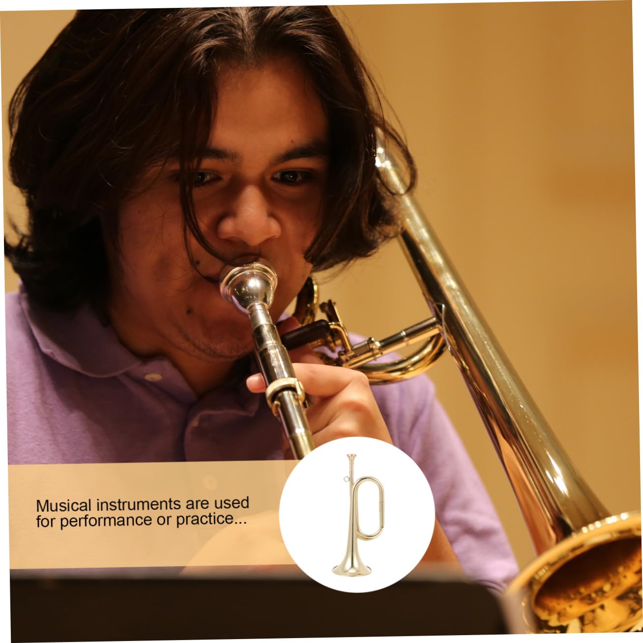 Tromba in Ottone Color Oro Design Creativo, Strumento Musicale Educativo per Ragazzi, per Principianti e Suoni D'orchestra