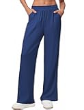 Womens Wide Leg Pants for Women Elastic Waist Womens Casual Palazzo Pants Soft Comfy Pajama Pants with Pockets
