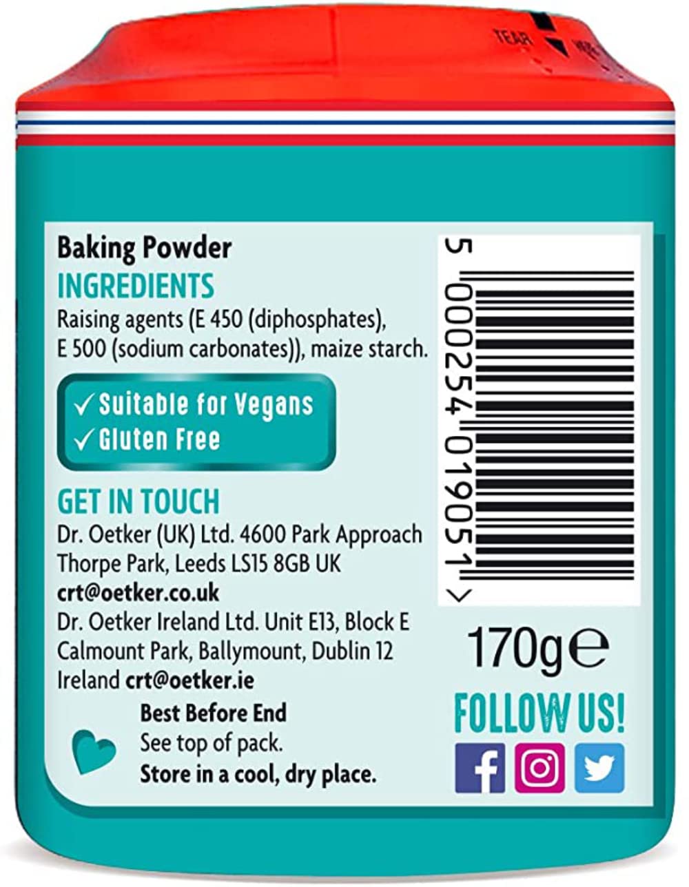 The Bramble Bay Dr. Oetker Lievito in polvere senza glutine | Adatto per tutti i tipi di cottura | Per torte, focaccine e pasticcini | Confezione da 3 x 170 g