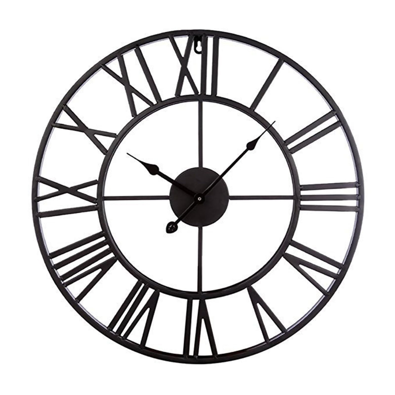NHDVDVAV Vintage Metal Roman Numeral Wall Clock, Silent Non-Ticking,Metal Frame Farmhouse Patio Wall Clocks for Living Room Kitchen Bedroom,A,60cm
