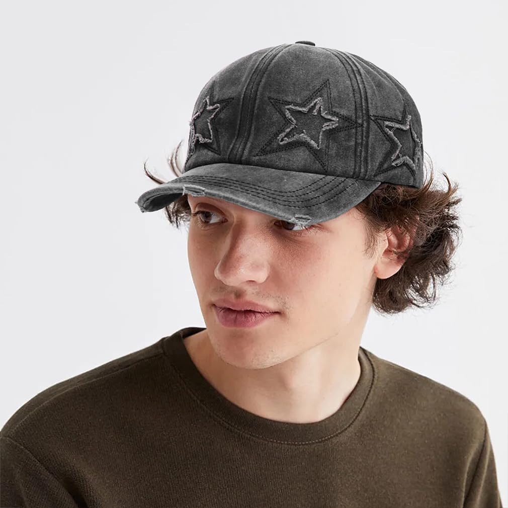 Retro Baseball Cap Star Embroidery Washed Cotton Hats