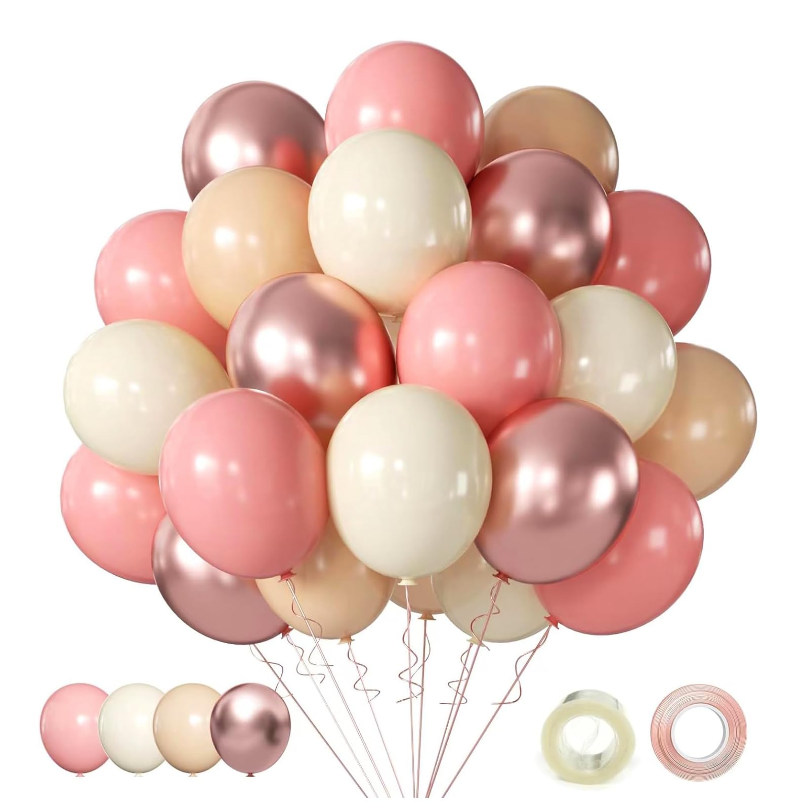 Kit De 96 Ballons En Latex Macaron Avec Confettis Or Rose, Pour Fête D'anniversaire, Fête