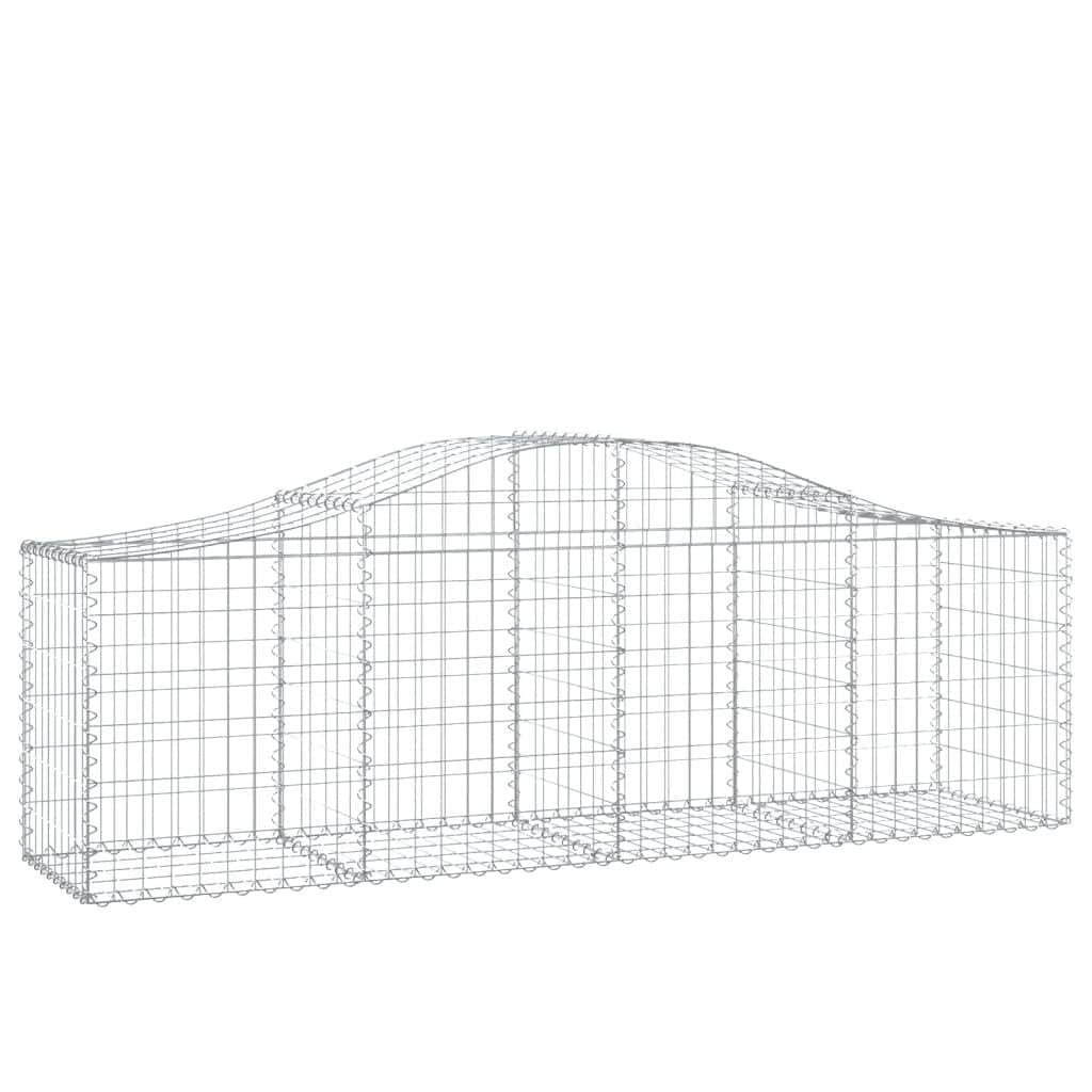 Gaviones con arco alto, 12 unidades, 200 x 50 x 60/80 cm, hierro galvanizado, para barrera de jardín y protección visual como pared de gaviones estable