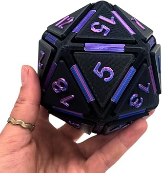 D20 Purple/Black Dice Fidget Clicker, Mechanical Keyboard Clicker Shell, Sensory & Anxiety Stress Relief, DND Decor