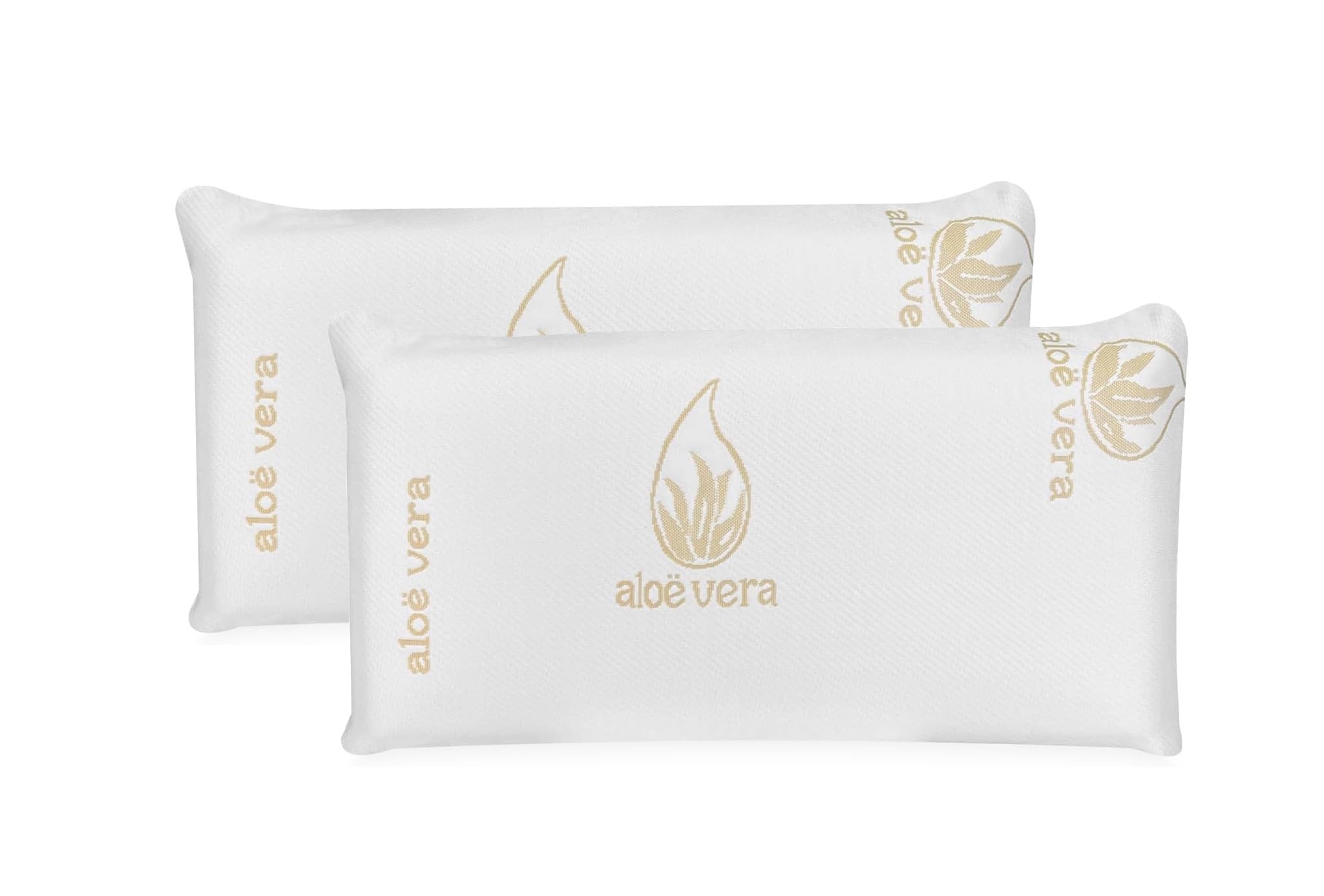 Almohada Viscoelástica con Núcleo Compacto Memory Foam, Firmeza Media, Tejido Aloe Vera, Ergonómica y Antiácaros, Desenfundable con Funda Lavable a 40 °C (Pack 2 70x40cm)