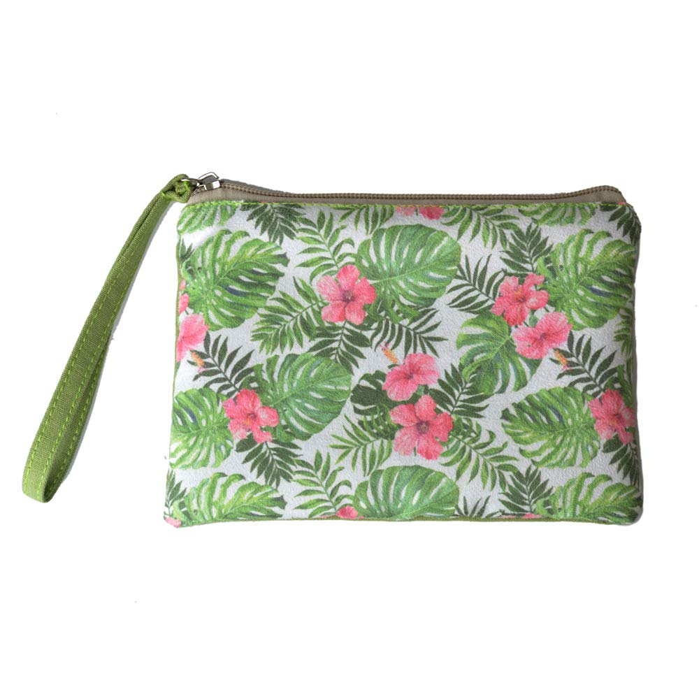 Rantanto Small Cute Cash Coin Purse, Canvas Change Purse, Kawaii Coin Pouch With Handle Christmas Gift For Women Teenager Girls (BG0012 Tropical