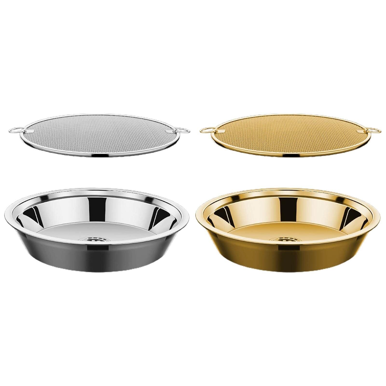 MAGAUSVZVK Stainless steel oil strainer, kitchen cooking gadget, soup bowl oil strainer, oil strainer for baking and frying foods.(Silver and Gold)