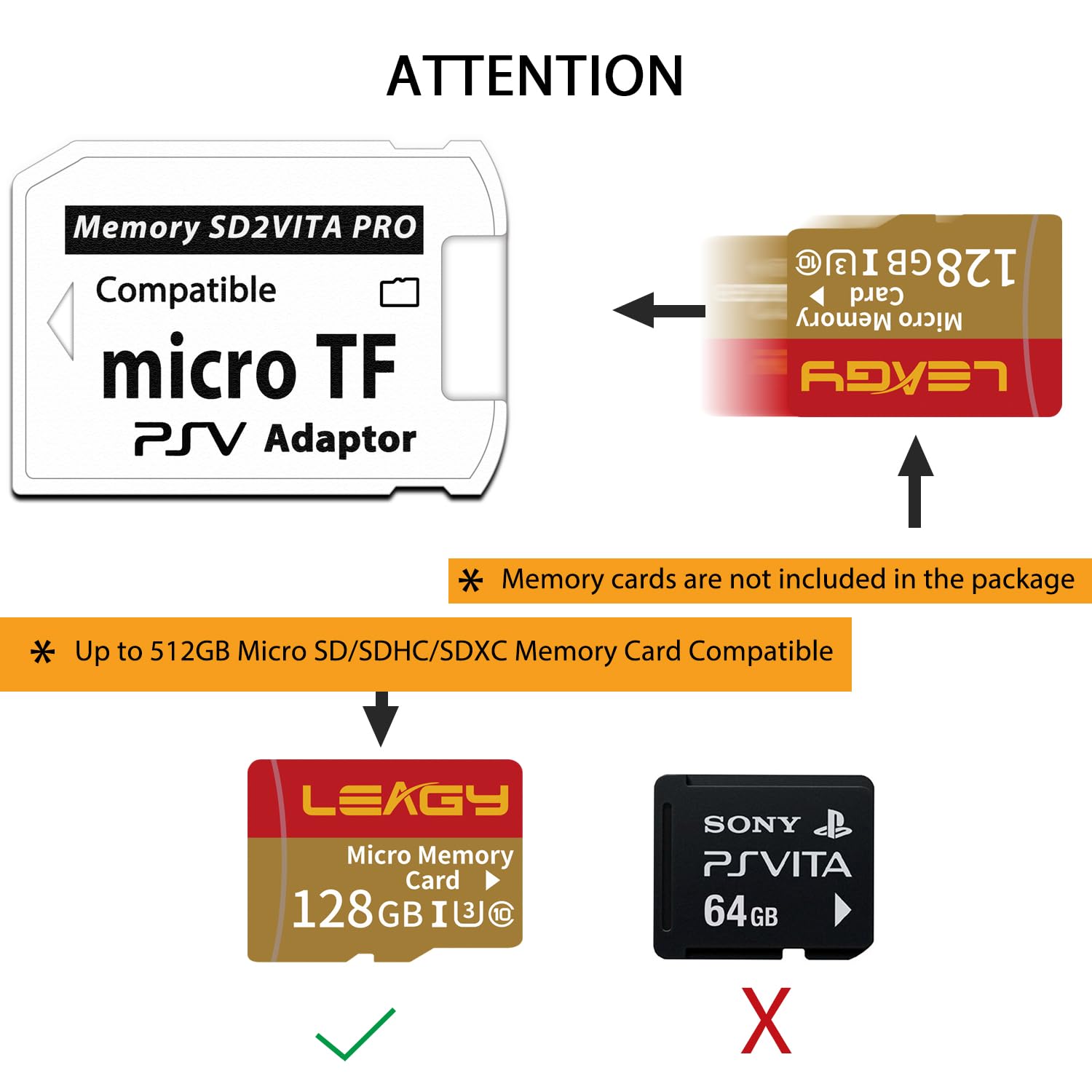 LEAGY Ultimate Wersja SD2Vita 5.0 Adapter Karty Pamięci, PS Vita PSVSD Adapter Micro SD Do PSV 1000/2000 PSTV FW 3.60 HENkaku Enso