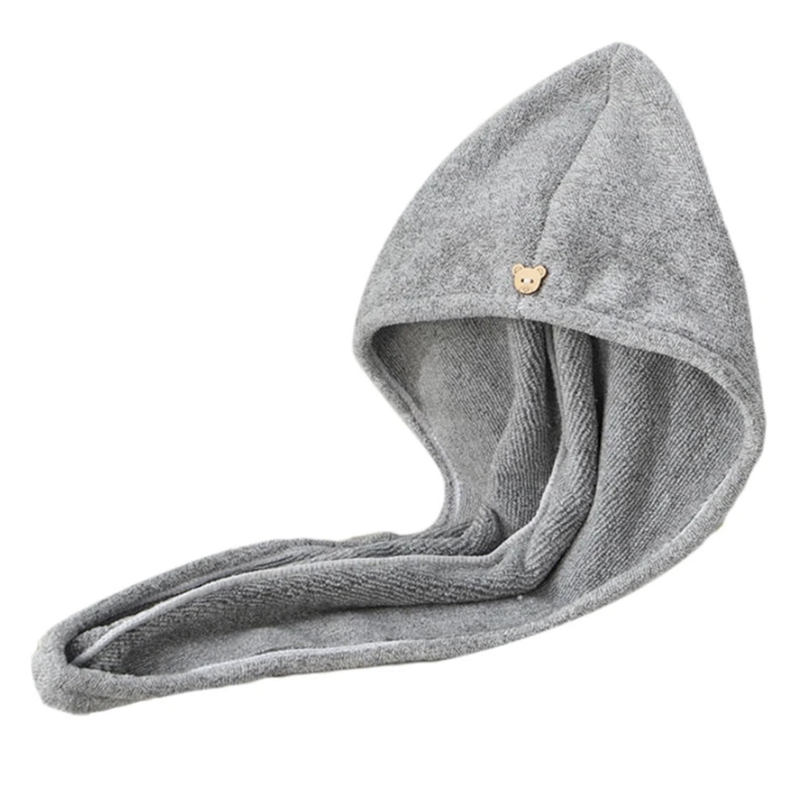 SUODEBYY Hair Towel Charcoal Fiber Hair Towel Wrap Microfiber Quick Drying Turban Cap With Button Super Absorbent Anti-Frizz Bath Shower Hat(Color 1)