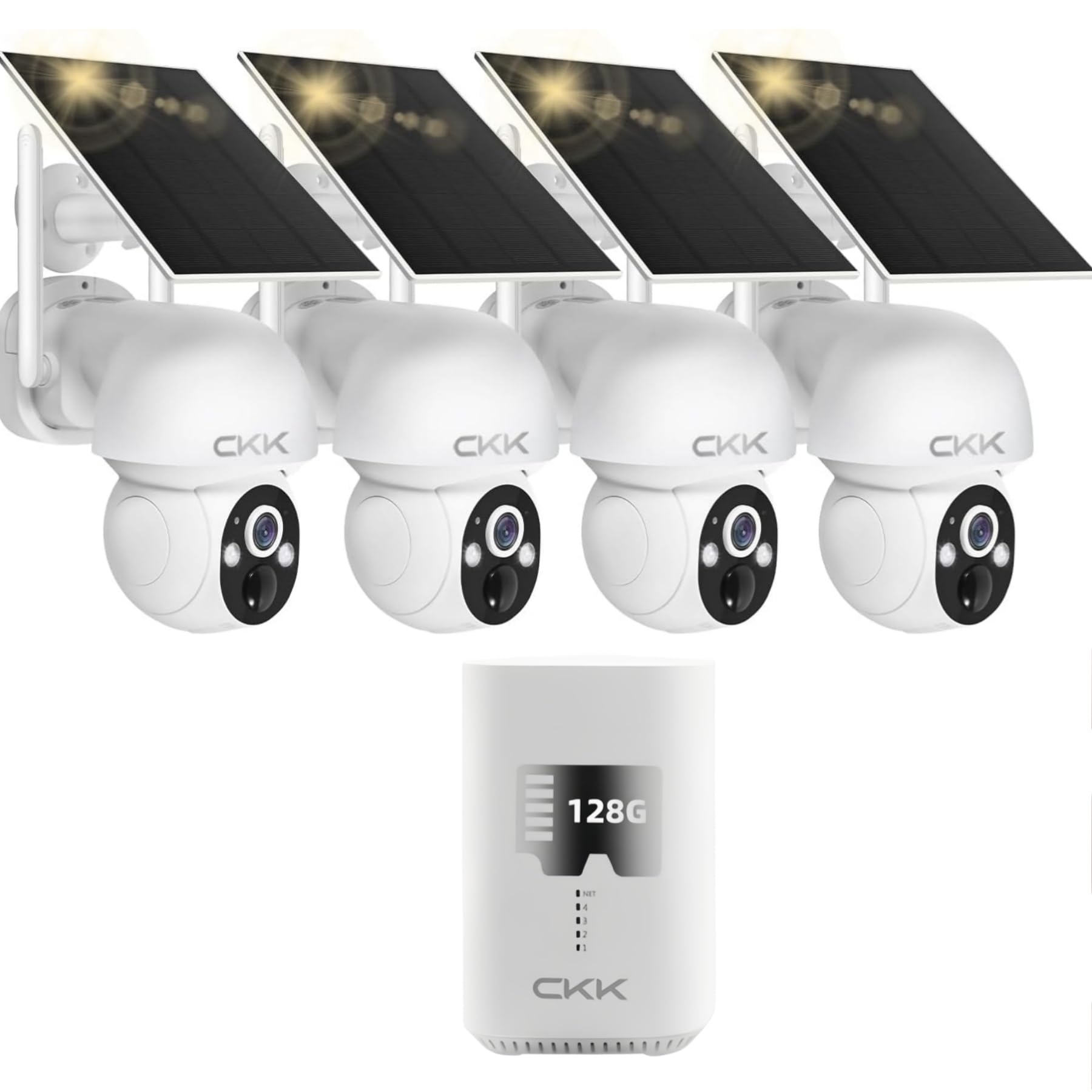2.5K Home Security Solar Cameras Wireless System,4 Cameras Kit with Solar Battery Powered, 360° WiFi Camera with PIR,2-Way Audio, Spotlight Camera, 128G Local Storage,99% New-Showpiece-image-40