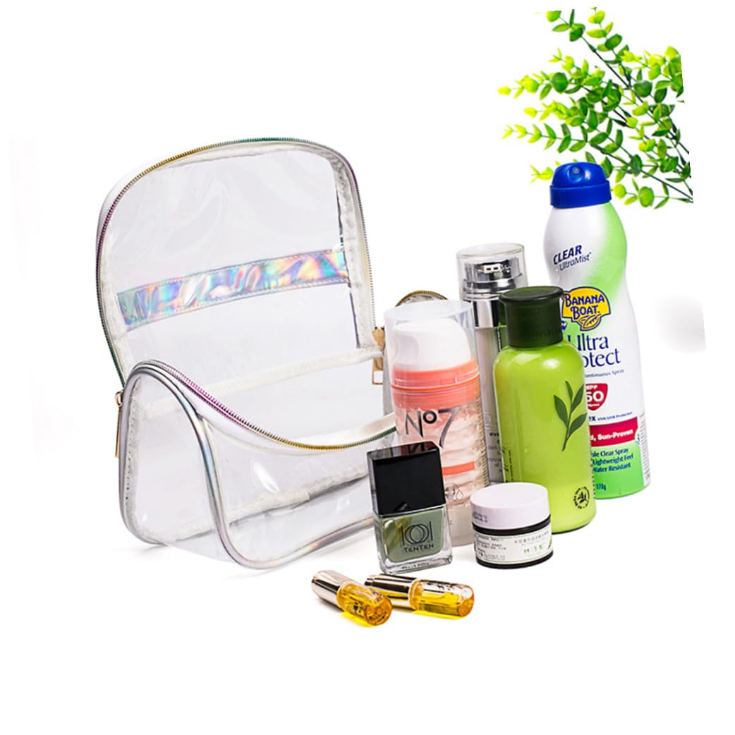 minkissy 3pezzi Borsa Trasparente Portatile Per Cosmetici e Toiletries Borsa Da Viaggio Multifunzionale Pu e Dacron Capacità Per Articoli Personali Design Leggero e Pratico Per Uso