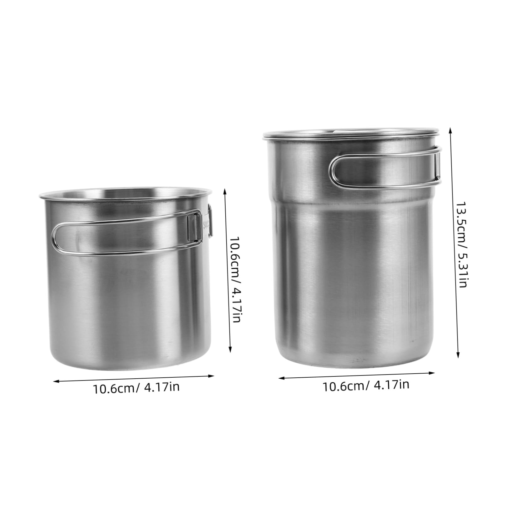 2 Stück Campingbecher aus Edelstahl mit Klappbarem Griff, Silber | Leicht und Stapelbar für Camping und Backpacking, Oktoberfest Deko für Kaffee und Bier