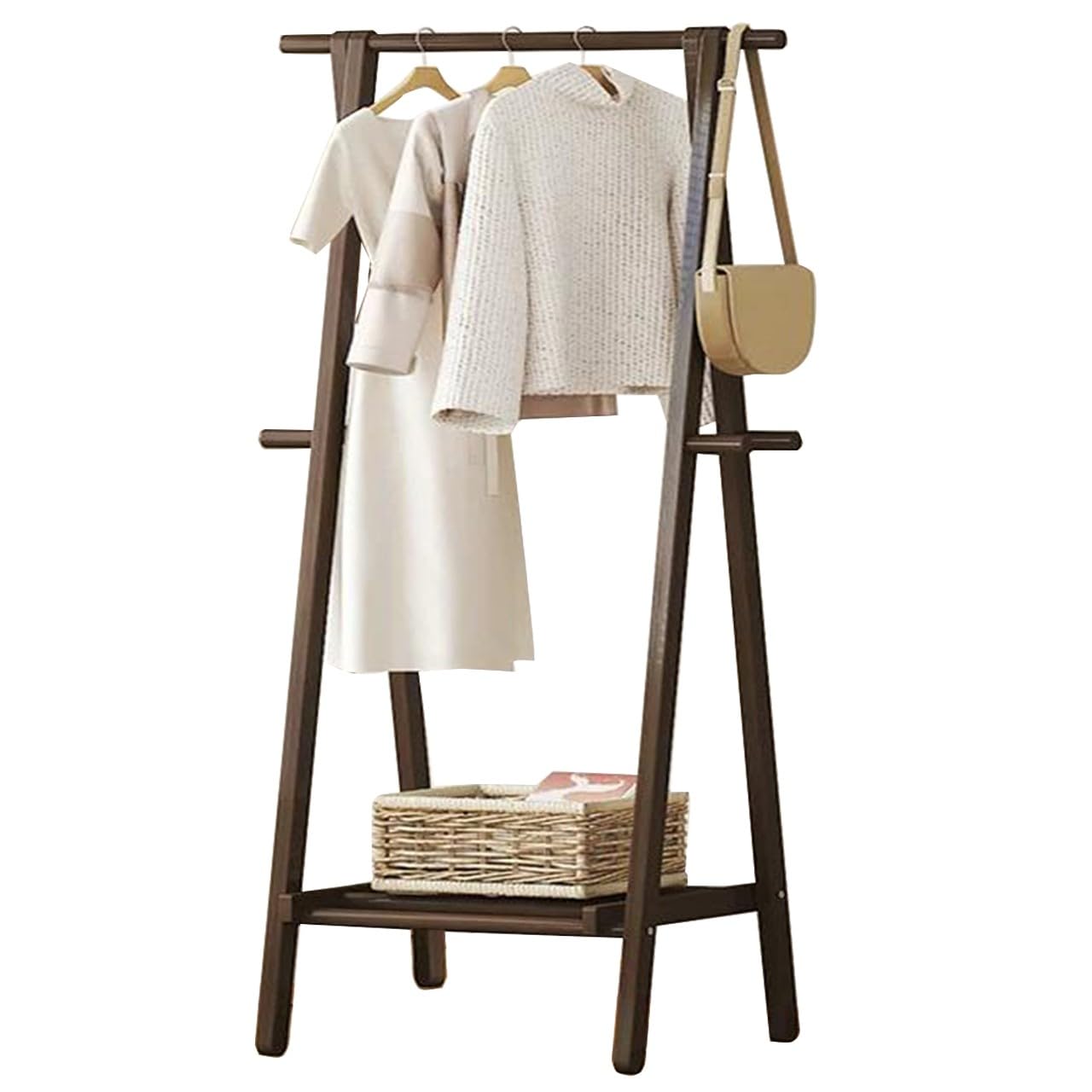 Porte-manteau sur pieds à haute efficacité de stockage pour entrée organisée