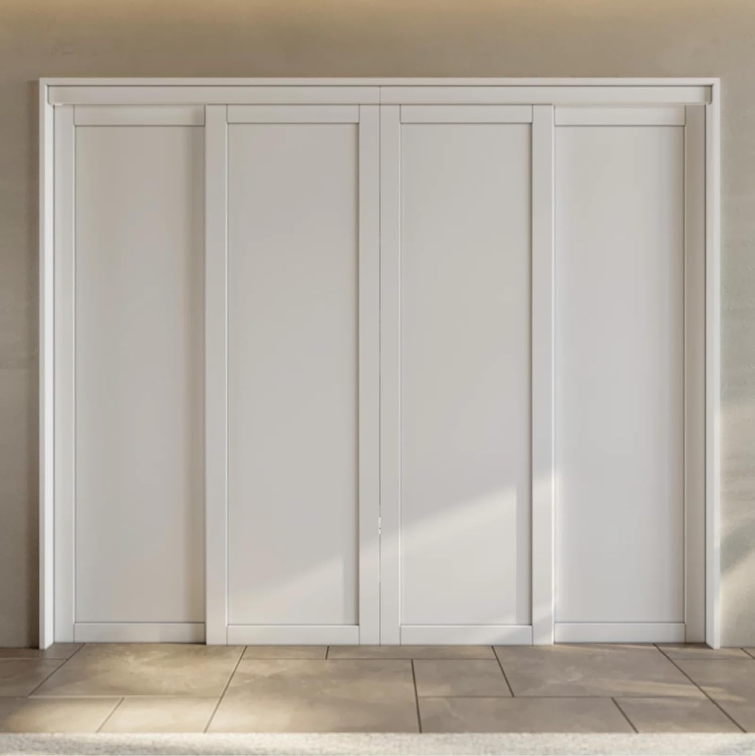 80" White Prefinished 2-Panel Pantry Sliding Closet Door with Hardware Kit,96"×80"