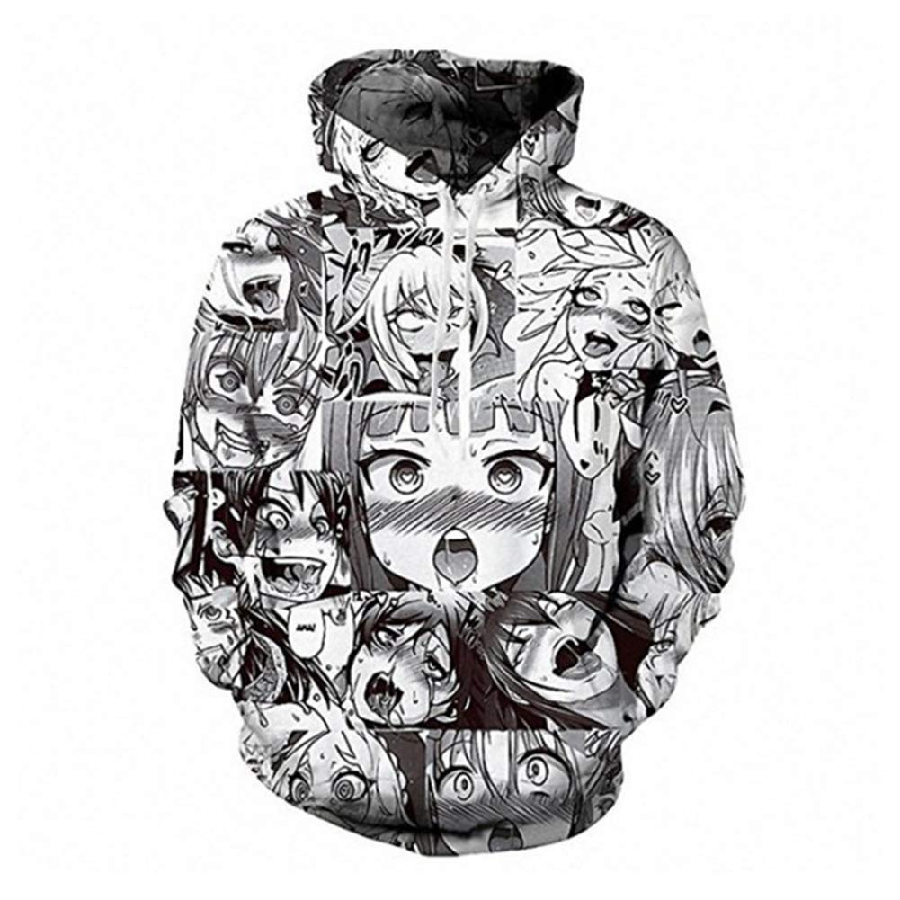 Uyecos Ahe Hoodie Mens Japanese Anime Orgasm Face Pullover 3D Print Tracksuit jacket