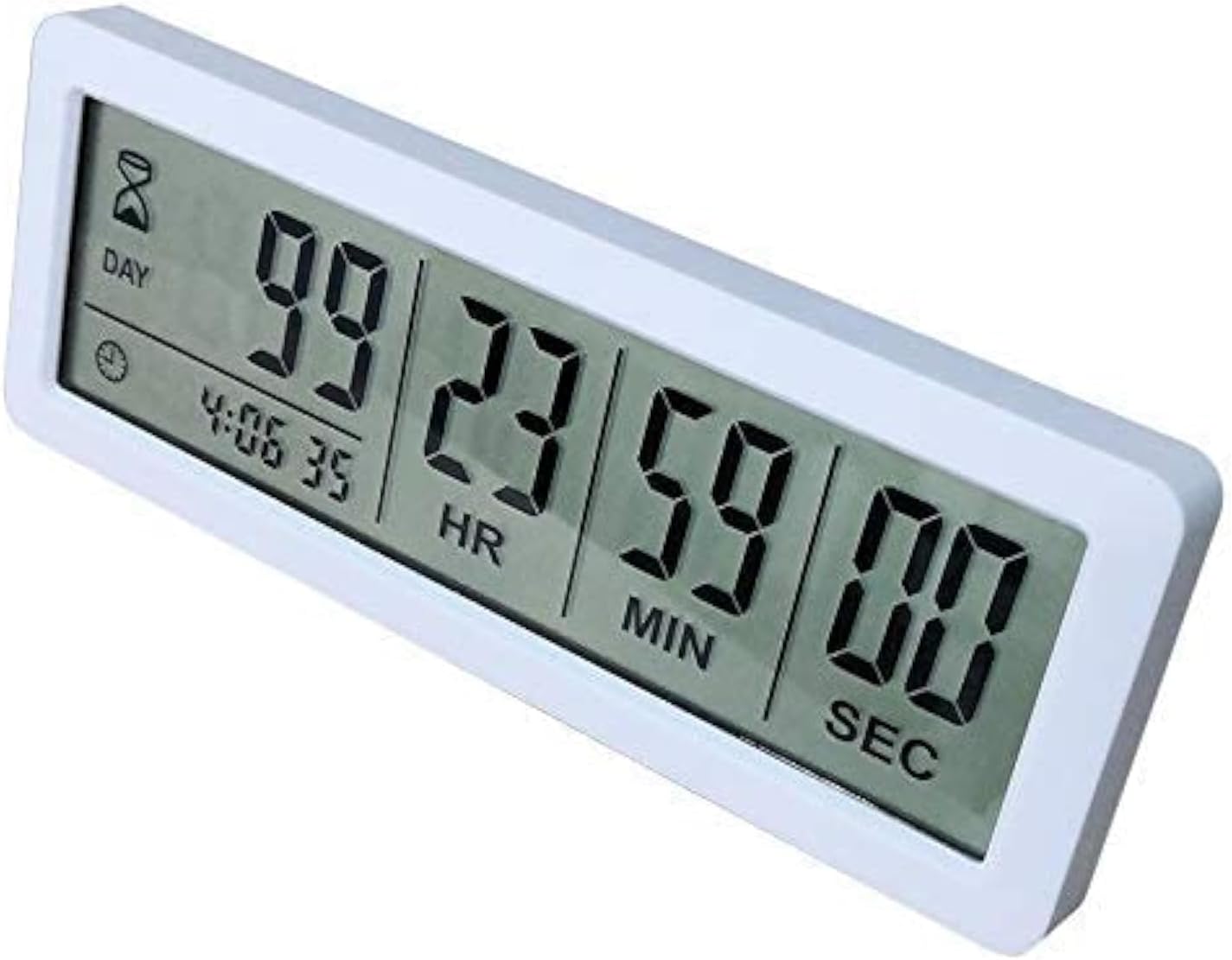decoo Digital 999 Days Countdown Timer Magnetic Backing with 2C batteries included for Vacation Retirement Wedding Lab Kitchen Project Meeting(White)