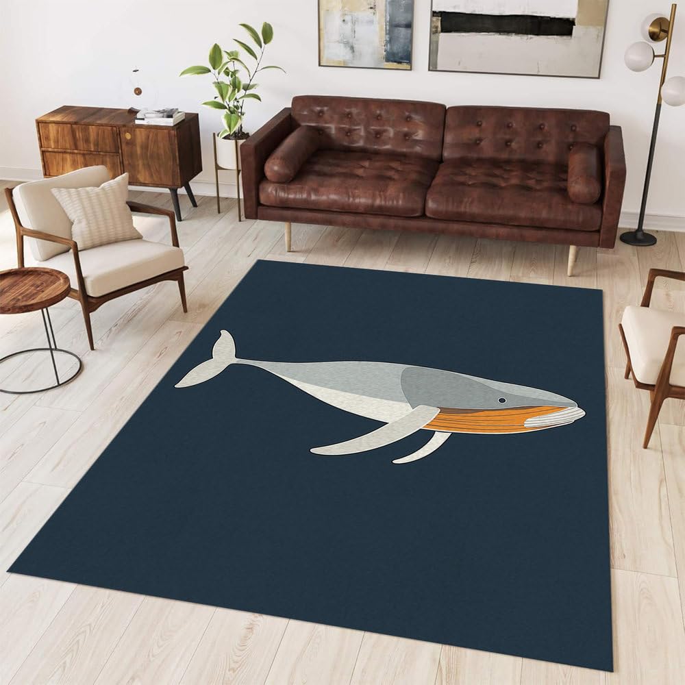 Tapis de sol baleine bleu antidérapant doux et facile à nettoyer