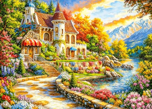 Scenic Villa 500 Piece Jigsaw Puzzles for Adults Idyllic House Jigsaws for Adults 500 Pieces Puzzle