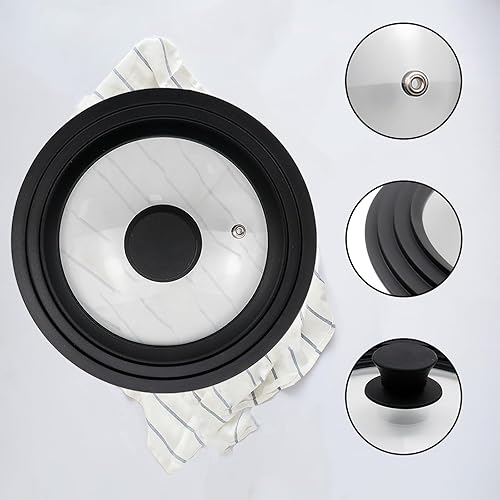 Miniatura 5 de Savagrow Tapa universal de 9 pulgadas para ollas de repuesto para sartenes de vidrio templado y tapa de sartén para ollas de 9 pulgadas, accesorio