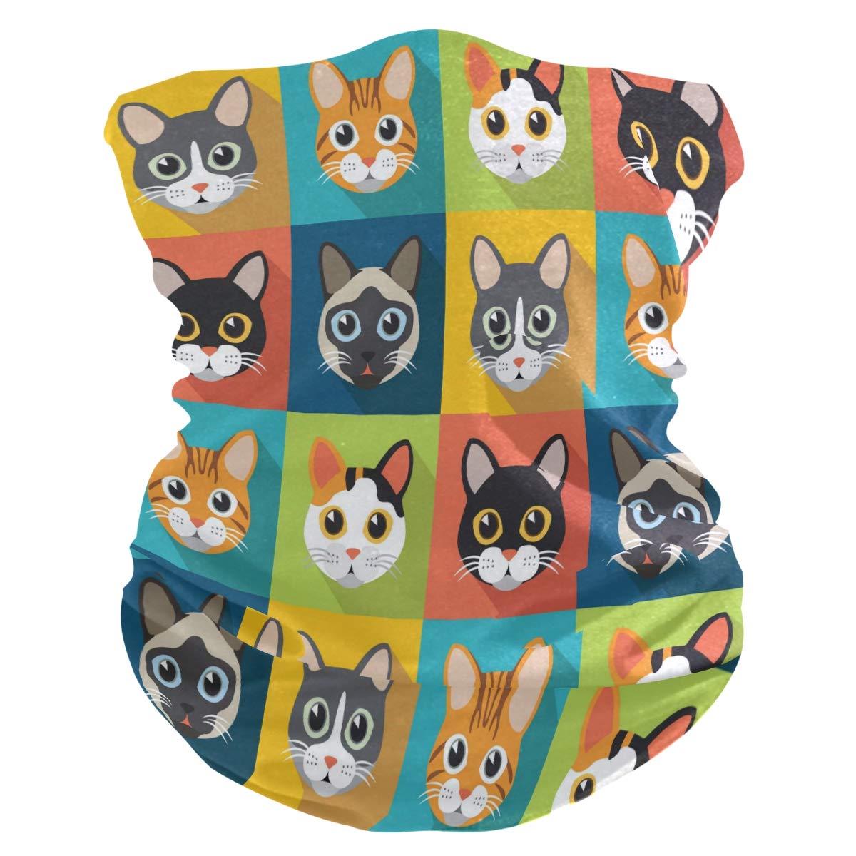 QMIN Headband Cat Animal Pattern Print Bandana Face Sun Protection Mask Neck Gaiter Magic Scarf Balaclava Headwear for Women Men Boys Girls