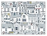 manteles individuales redondos de tela Diseño moderno. iStyle. Individuales con diseño de Casas costeras, de Corcho, Set de 4