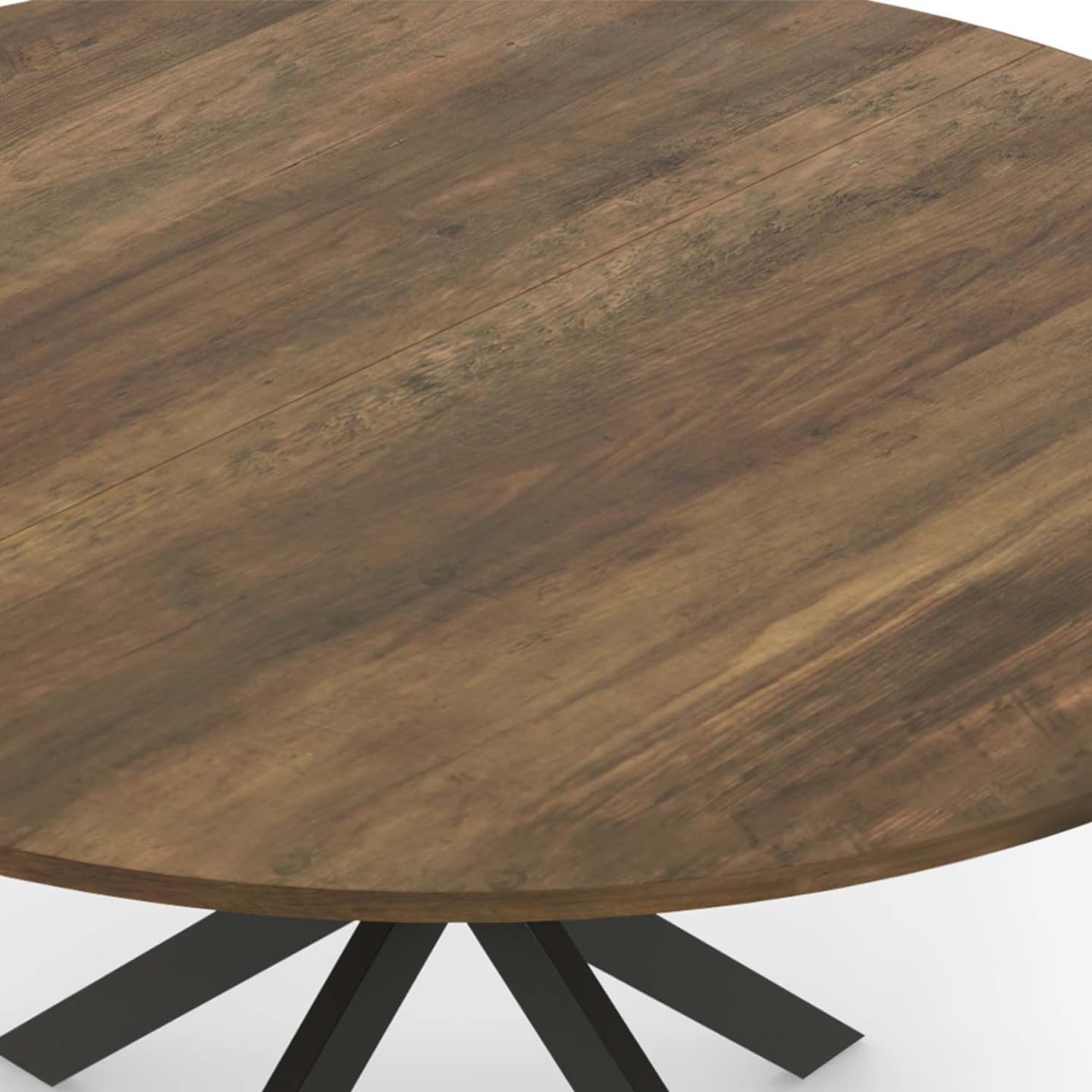 IDMarket - Mesa à Manger Ronde ALIX Plateau Hawkins 4-6 personas pied araignée Bois Foncé et Noir 110 cm
