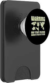 Warning May Start Folding Random Pieces of Paper Origami PopSockets PopWallet for MagSafe